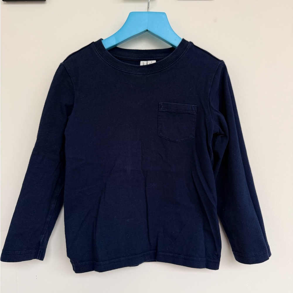 Janie and Jack Navy Long-Sleeve Pocket Tee